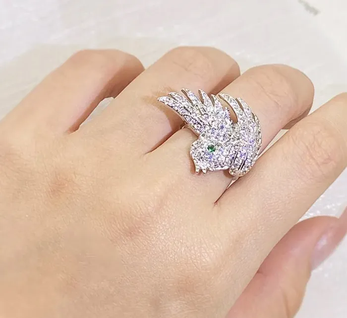 Minx London Rings Diamond Bird Ring Big Diamond Ring Womens Statement Ring Diamond Wings Ring Diamond Charm Ring Womens Statement Ring Bird Ring
