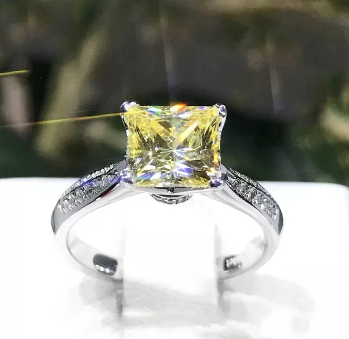 Minx London Rings Yellow Diamond Ring Yellow Diamond Engagement Rings Platinum Plated Ring Wedding Ring Womens Engagement Ring Solitaire Ring