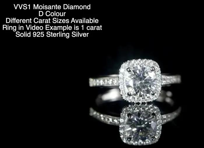Moissanite Engagement Ring 1ct Womens Engagement Ring Halo Wedding Ring Moissanite Ring Moissanite Rings Womens Diamond Ring Minx London Rings