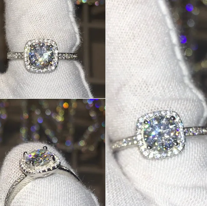 Moissanite Engagement Ring 1ct Womens Engagement Ring Halo Wedding Ring Moissanite Ring Moissanite Rings Womens Diamond Ring Minx London Rings
