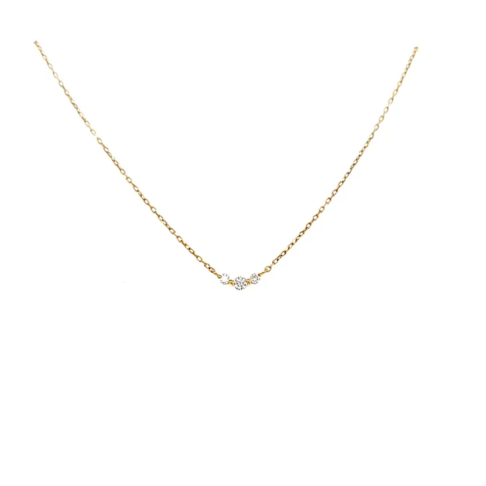 Necklaces Aurelie G Yellow Gold Petite 3 Diamond Necklace I6342