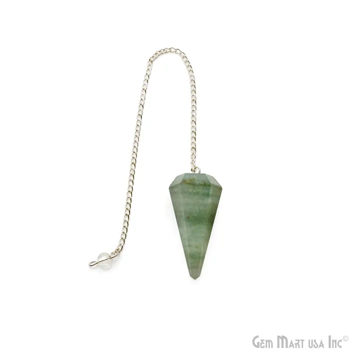 Necklaces Aventurine Gemstone Pendulum with Silver Chain 44x16mm Divination Tool for Clarity GemMartUSA Necklaces Aventurine Gemstone Pendulum with Silver Chain 44x16mm Divination Tool for Clarity GemMartUSA