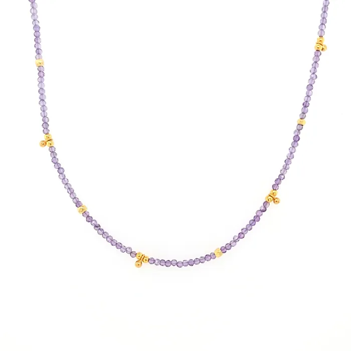 Necklaces AVF AVF Amethyst Gold Beaded Necklace SI3708