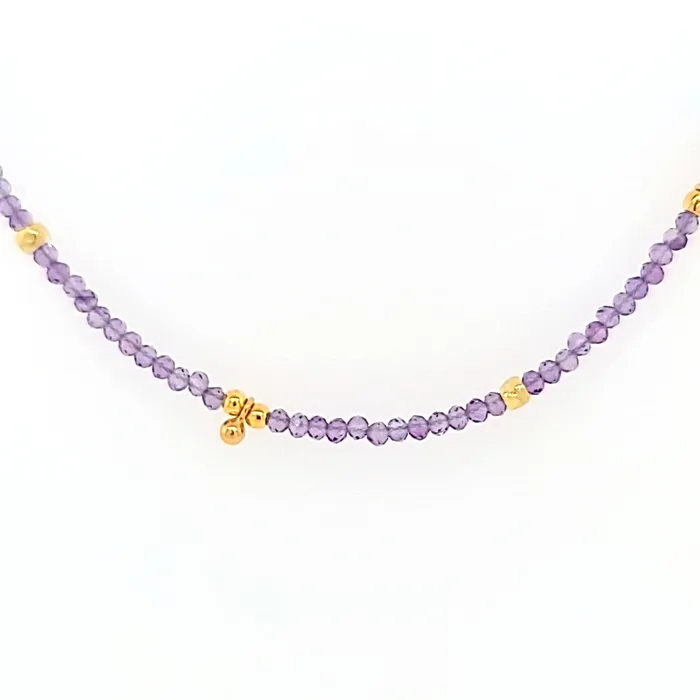 Necklaces AVF AVF Amethyst Gold Beaded Necklace SI3708