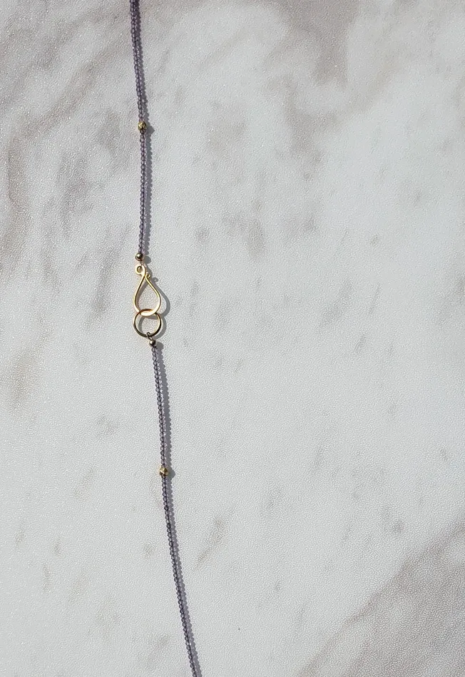 Necklaces AVF AVF Amethyst Gold Long Beaded Necklace SI3709