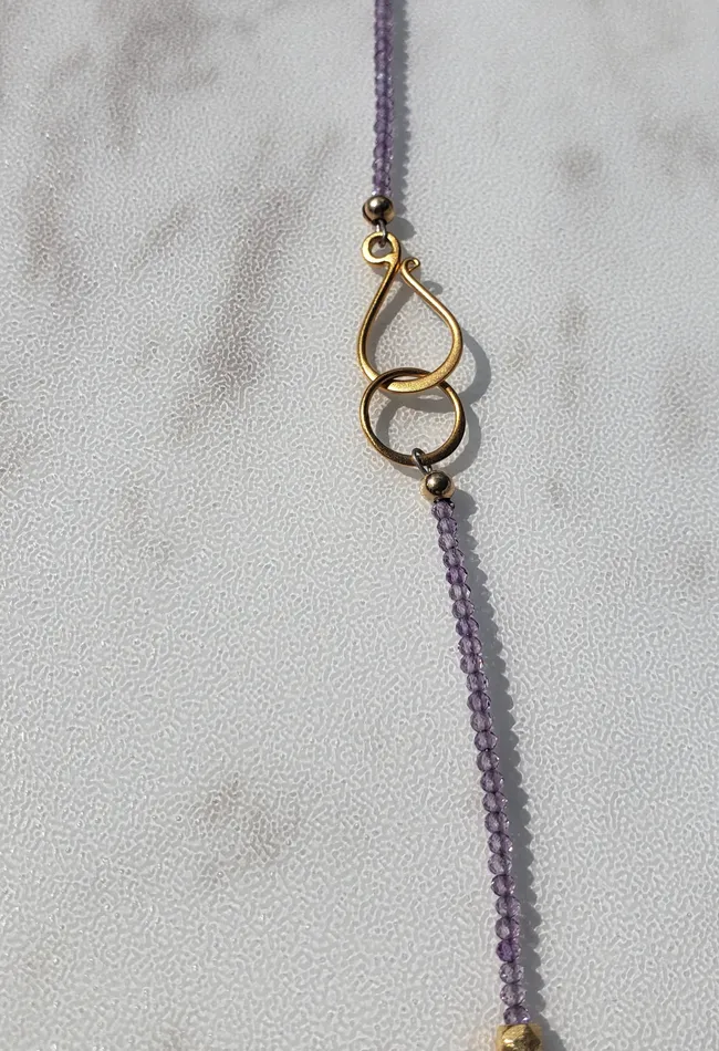 Necklaces AVF AVF Amethyst Gold Long Beaded Necklace SI3709