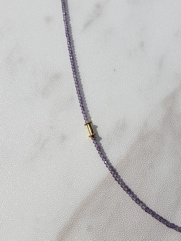 Necklaces AVF AVF Amethyst Gold Long Beaded Necklace SI3709