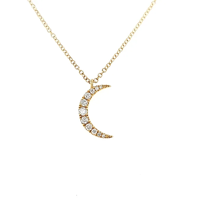 Necklaces Bassali 14k Yellow Gold Diamond Crescent Moon Necklace I5935