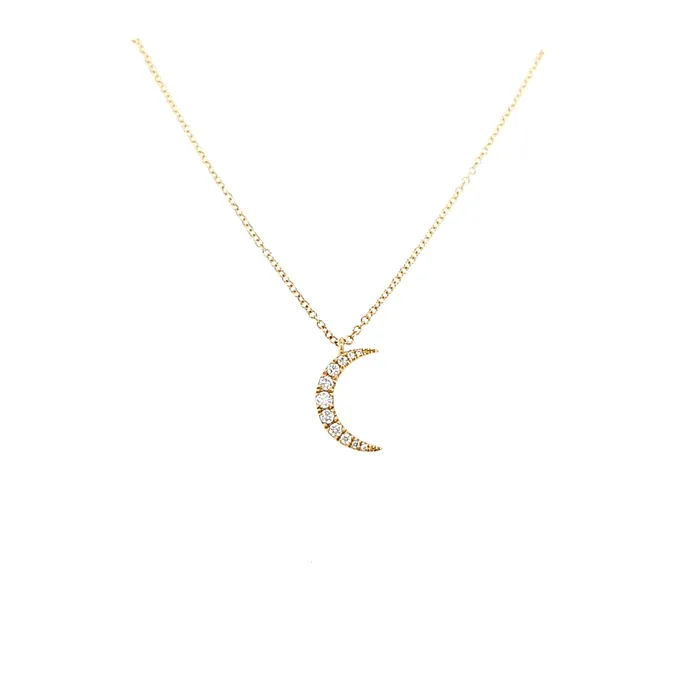 Necklaces Bassali 14k Yellow Gold Diamond Crescent Moon Necklace I5935