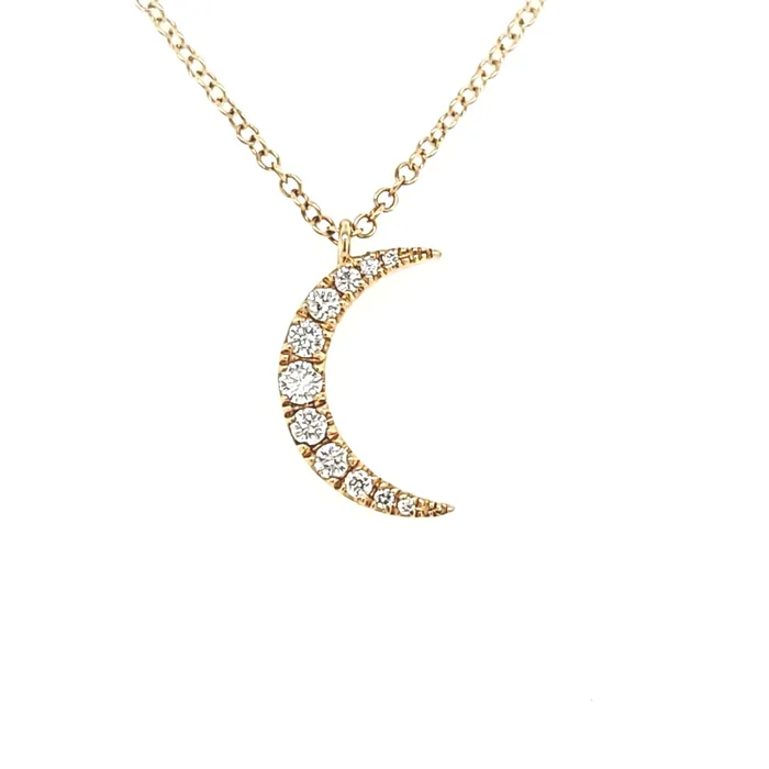 Necklaces Bassali 14k Yellow Gold Diamond Crescent Moon Necklace I5935