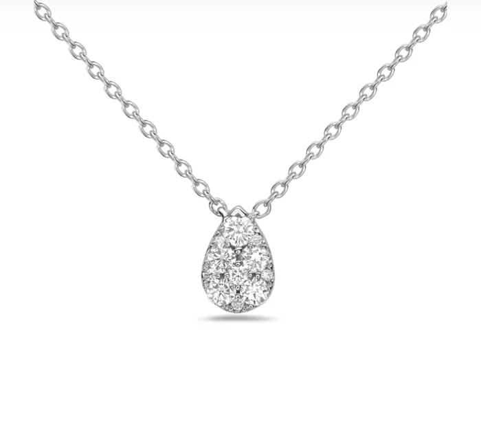 Necklaces Bassali 18k Gold Pear Shaped Pave Diamond Necklace