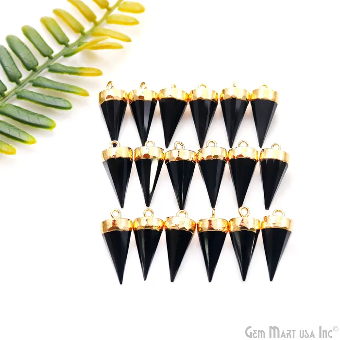 Necklaces Black Onyx Spike 23x10mm Gold Electroplated Gemstone Pendant Connector GemMartUSA Necklaces Black Onyx Spike 23x10mm Gold Electroplated Gemstone Pendant Connector GemMartUSA