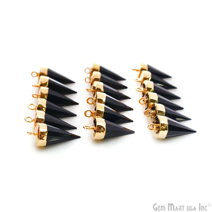 Necklaces Black Onyx Spike 23x10mm Gold Electroplated Gemstone Pendant Connector GemMartUSA Necklaces Black Onyx Spike 23x10mm Gold Electroplated Gemstone Pendant Connector GemMartUSA