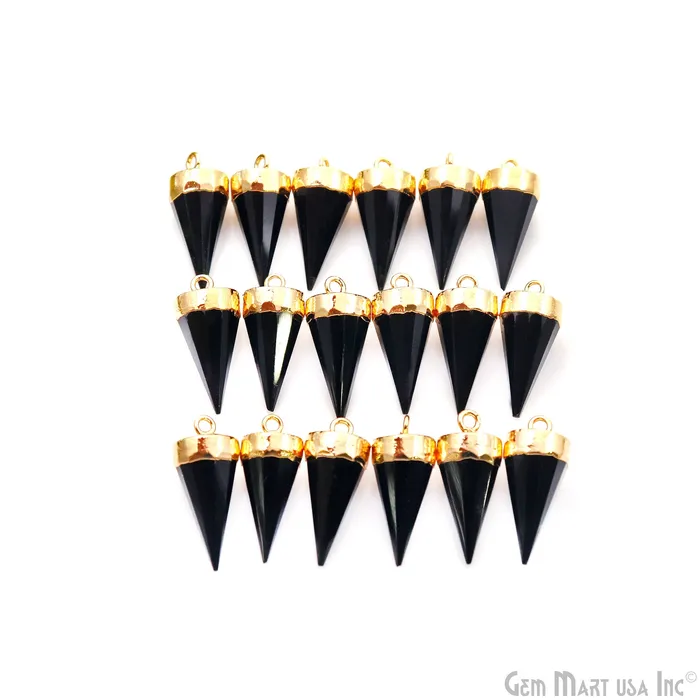 Necklaces Black Onyx Spike 23x10mm Gold Electroplated Gemstone Pendant Connector GemMartUSA Necklaces Black Onyx Spike 23x10mm Gold Electroplated Gemstone Pendant Connector GemMartUSA