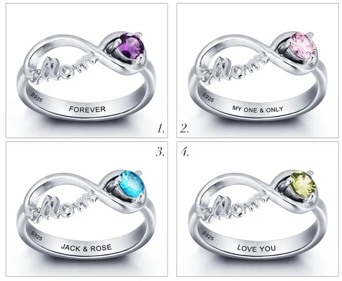 Necklaces customjewelryan Personalized 925 Sterling Silver Engraved Name Birthstone Mom Rings Fashion Jewelry Gift for Mom