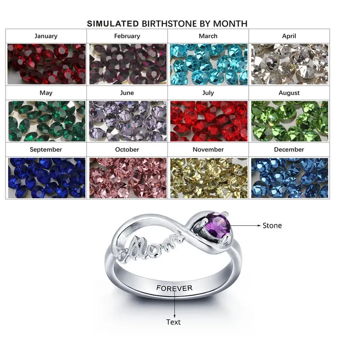 Necklaces customjewelryan Personalized 925 Sterling Silver Engraved Name Birthstone Mom Rings Fashion Jewelry Gift for Mom