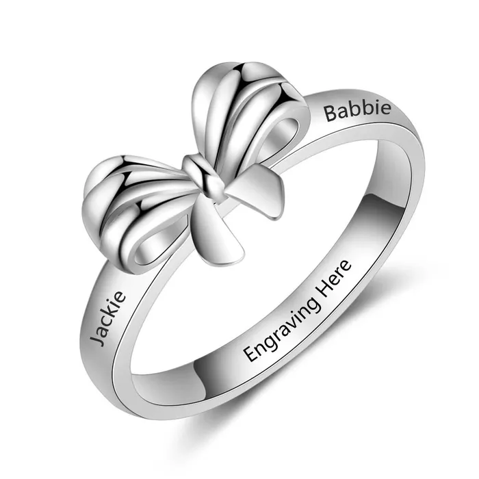 Necklaces customjewelryan Personalized Name Engraved Bowknot Rings Fashion Jewelry Gift for Best friends Siblings Parents Necklaces customjewelryan Personalized Name Engraved Bowknot Rings Fashion Jewelry Gift for Best friends Siblings Parents