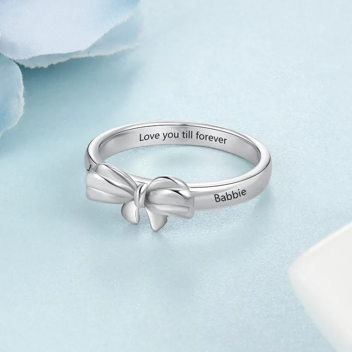 Necklaces customjewelryan Personalized Name Engraved Bowknot Rings Fashion Jewelry Gift for Best friends Siblings Parents