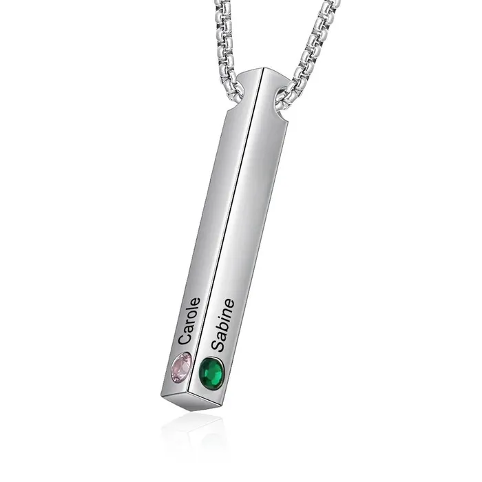 Necklaces customjewelryan Personalized Stainless Steel Custom Name Bar Necklace Engrave Name Custom 4 Sides Birthstone Vertical Bar Pendant Necklaces customjewelryan Personalized Stainless Steel Custom Name Bar Necklace Engrave Name Custom 4 Sides Birthstone Vertical Bar Pendant