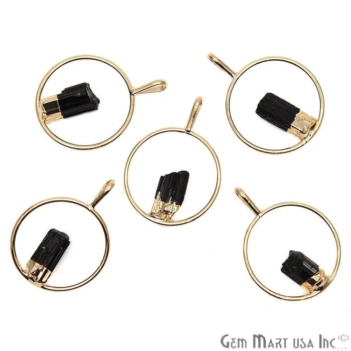 Necklaces GemMartUSA DIY Stalagmite Black Tourmaline Gold Electroplated Gemstone Pendant Necklaces GemMartUSA DIY Stalagmite Black Tourmaline Gold Electroplated Gemstone Pendant