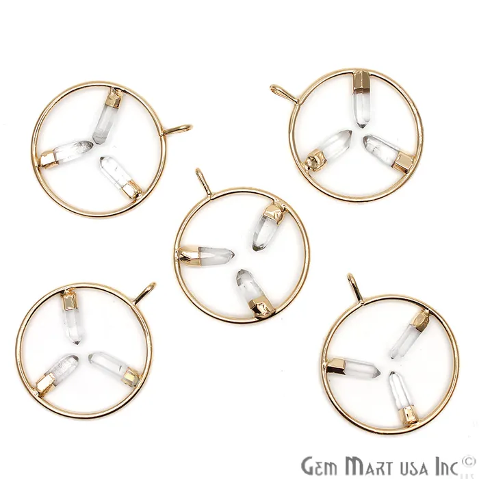 Necklaces GemMartUSA DIY Stalagmite Crystal Triple Point Gold Plated Necklace Pendant Necklaces GemMartUSA DIY Stalagmite Crystal Triple Point Gold Plated Necklace Pendant