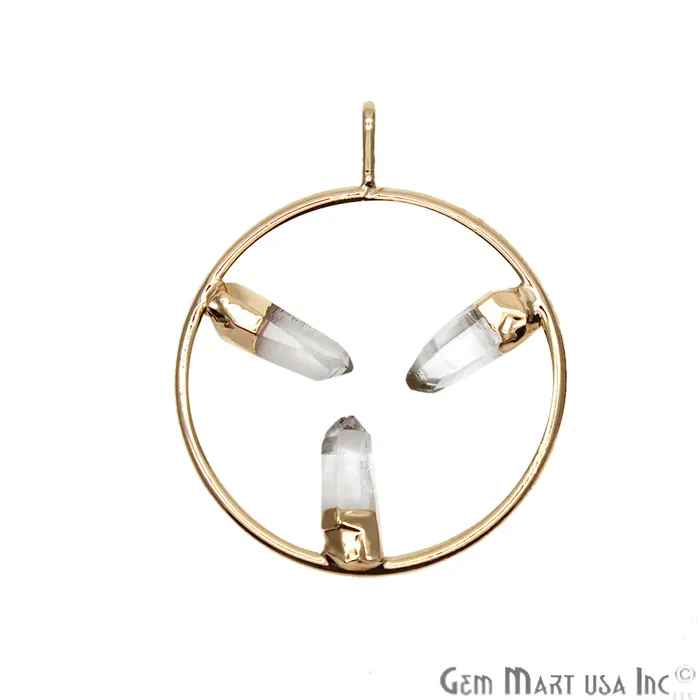 Necklaces GemMartUSA DIY Stalagmite Crystal Triple Point Gold Plated Necklace Pendant