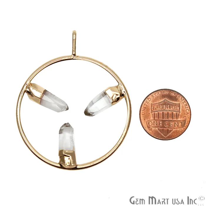 Necklaces GemMartUSA DIY Stalagmite Crystal Triple Point Gold Plated Necklace Pendant