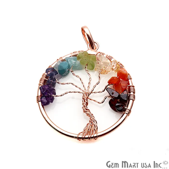 Necklaces GemMartUSA DIY Tree of Life Multi Color Gemstone Copper Wire Wrapped Pendant 1pc Necklaces GemMartUSA DIY Tree of Life Multi Color Gemstone Copper Wire Wrapped Pendant 1pc
