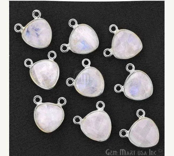 Necklaces GemMartUSA Rainbow Moonstone Heart 10mm Silver Bezel Cat Bail Gemstone Connector