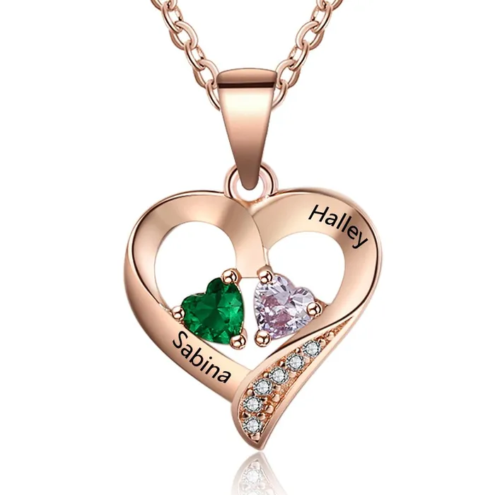 Necklaces It Takes Two Rose Gold Necklace 2 Birthstone Custom Names Personalized Jewel Necklaces It Takes Two Rose Gold Necklace 2 Birthstone Custom Names Personalized Jewel