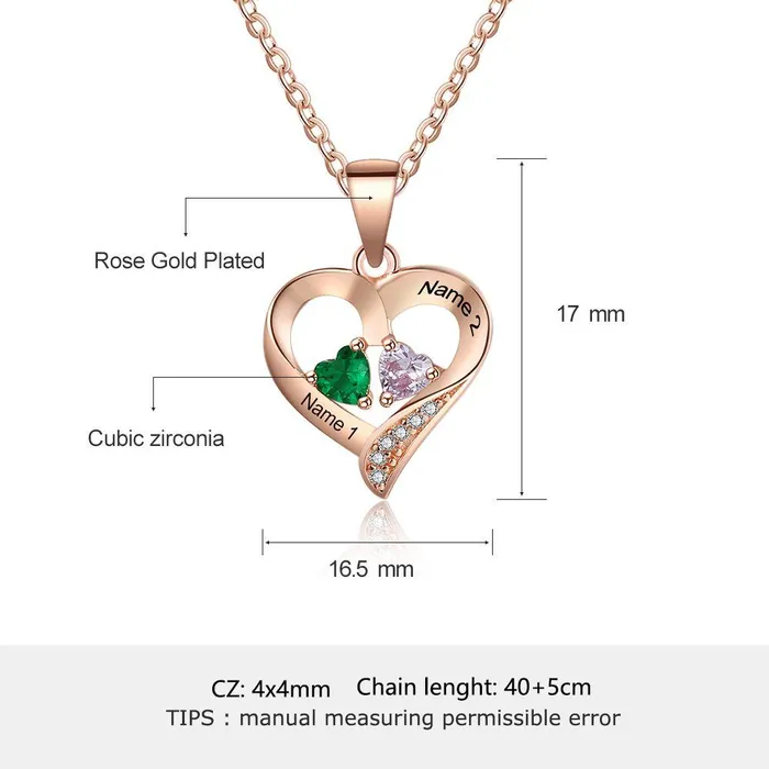Necklaces It Takes Two Rose Gold Necklace 2 Birthstone Custom Names Personalized Jewel