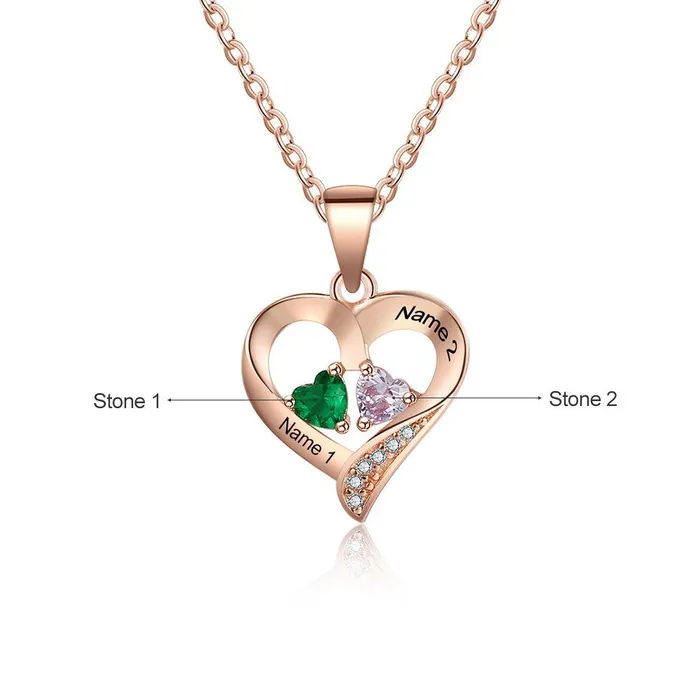Necklaces It Takes Two Rose Gold Necklace 2 Birthstone Custom Names Personalized Jewel