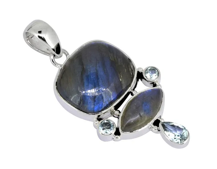Necklaces Labradorite Blue Topaz 925 Sterling Silver Pendant Necklace YoTreasure