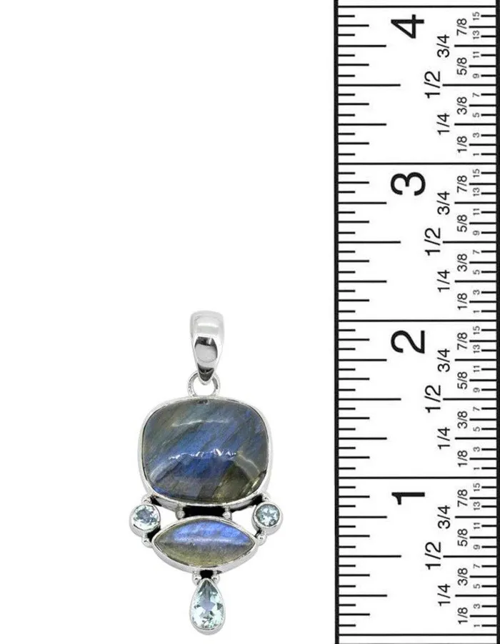 Necklaces Labradorite Blue Topaz 925 Sterling Silver Pendant Necklace YoTreasure
