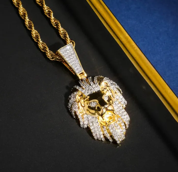 Necklaces Minx London Lion Pendant Iced Out Pendant Gold Lion Pendant Diamond Lion Pendant Iced Necklace Angel Necklace Hip Hop Chain Iced Jewellery