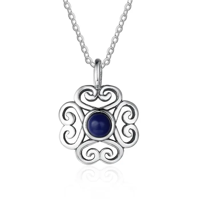 Necklaces Personalized Jewel Fashion 925 Sterling Silver Floral Pattern Necklace with Blue Cubic Zirconia Pendant Vintage jewelry for Women Necklaces Personalized Jewel Fashion 925 Sterling Silver Floral Pattern Necklace with Blue Cubic Zirconia Pendant Vintage jewelry for Women