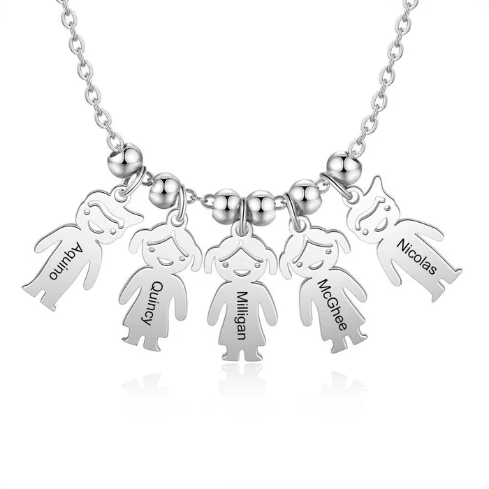 Necklaces Personalized Jewel My Children Engraved Sterling Silver Necklace 5 Custom Name Birthstones Necklaces Personalized Jewel My Children Engraved Sterling Silver Necklace 5 Custom Name Birthstones