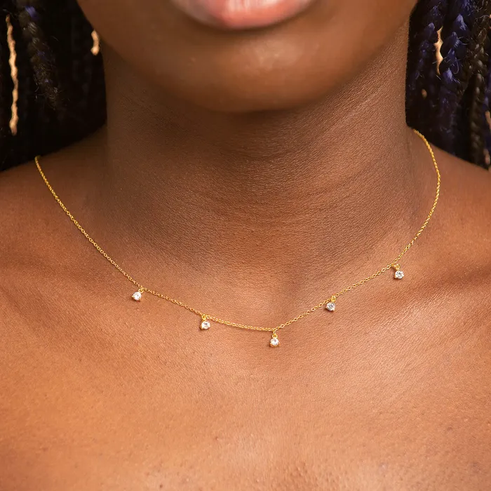 Necklaces Sapphire Dangling Chain Necklace Camile Stone