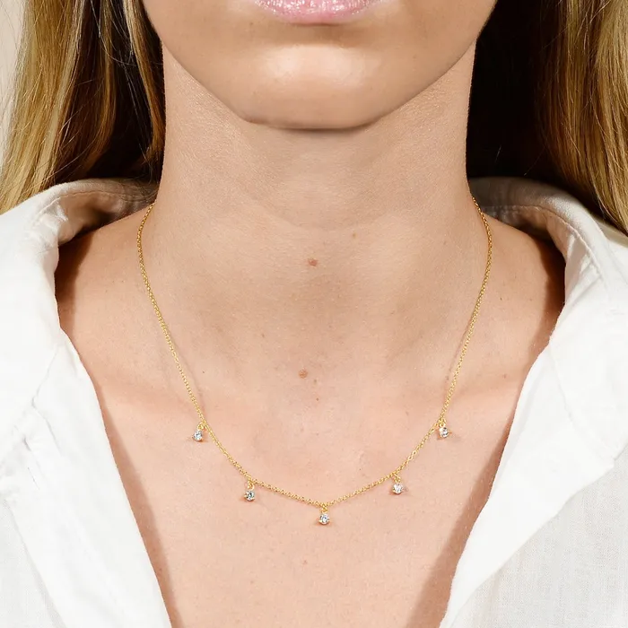 Necklaces Sapphire Dangling Chain Necklace Camile Stone