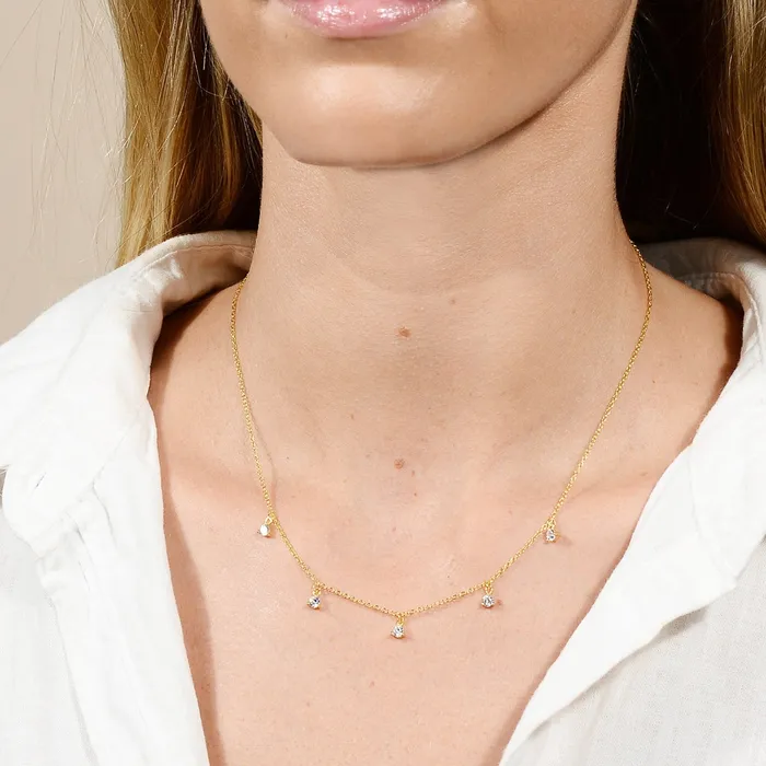 Necklaces Sapphire Dangling Chain Necklace Camile Stone