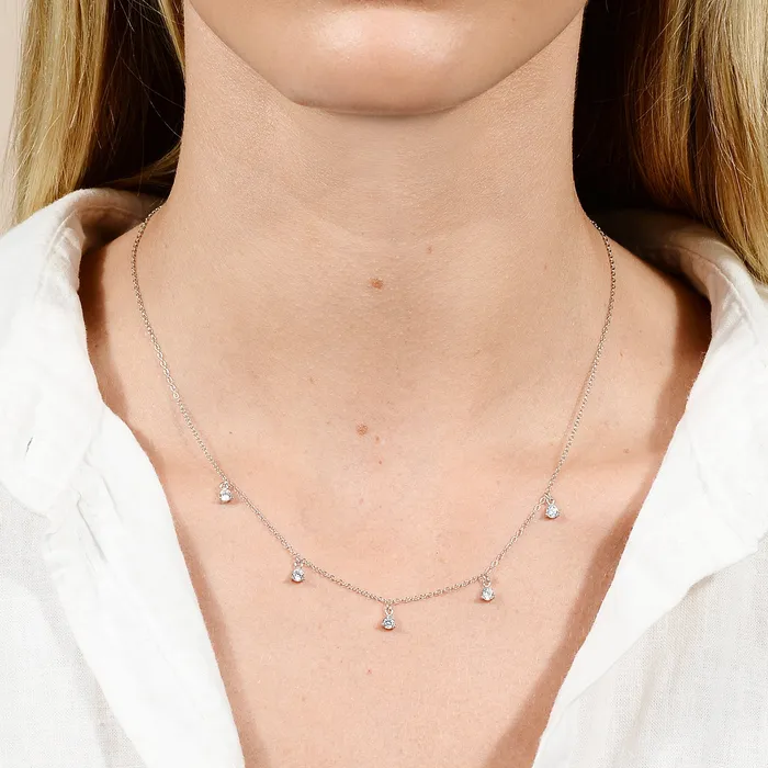 Necklaces Sapphire Dangling Chain Necklace Camile Stone