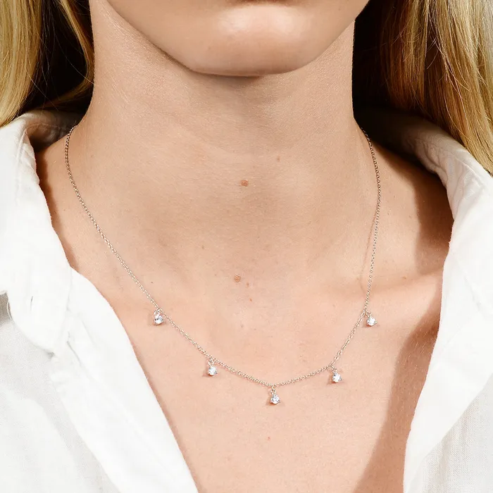 Necklaces Sapphire Dangling Chain Necklace Camile Stone