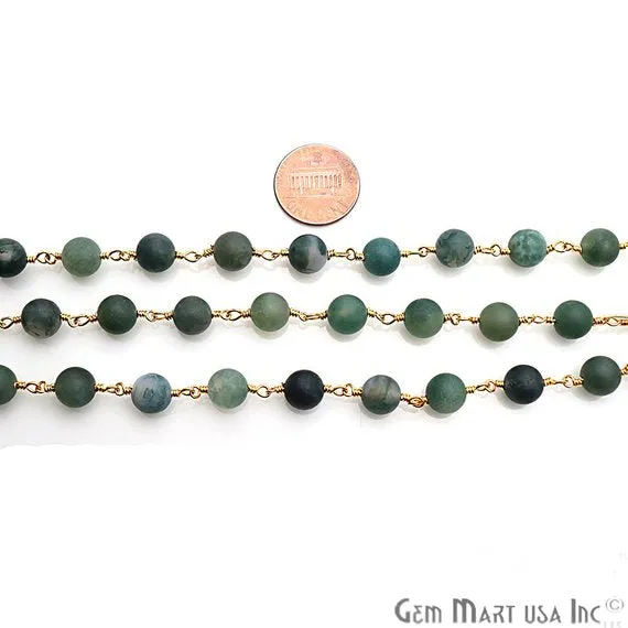 Necklaces Tree Agate Frosted Gold Plated Wire Wrap Round Bead Jewelry Making Rosary Chain GemmartUSA Necklaces Tree Agate Frosted Gold Plated Wire Wrap Round Bead Jewelry Making Rosary Chain GemmartUSA
