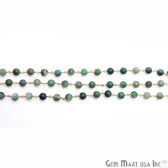 Necklaces Tree Agate Frosted Gold Plated Wire Wrap Round Bead Jewelry Making Rosary Chain GemmartUSA Necklaces Tree Agate Frosted Gold Plated Wire Wrap Round Bead Jewelry Making Rosary Chain GemmartUSA