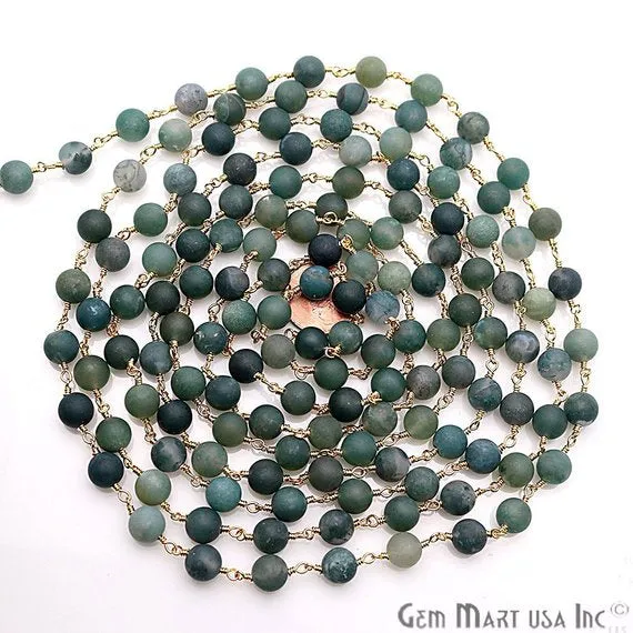 Necklaces Tree Agate Frosted Gold Plated Wire Wrap Round Bead Jewelry Making Rosary Chain GemmartUSA Necklaces Tree Agate Frosted Gold Plated Wire Wrap Round Bead Jewelry Making Rosary Chain GemmartUSA