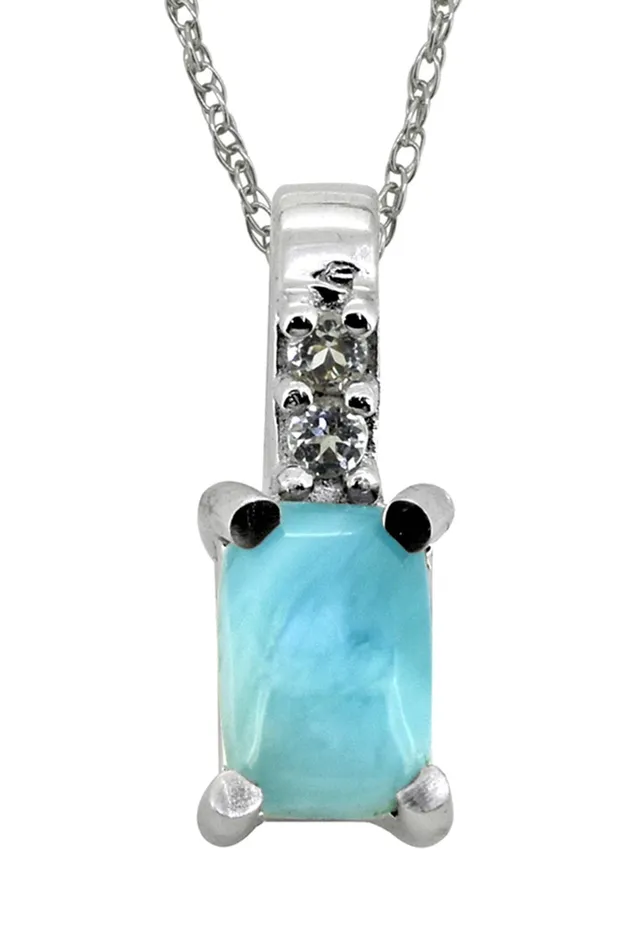 Necklaces YoTreasure 058 Ct Larimar White Zircon 925 Sterling Silver Chain Pendant Jewelry Necklaces YoTreasure 058 Ct Larimar White Zircon 925 Sterling Silver Chain Pendant Jewelry