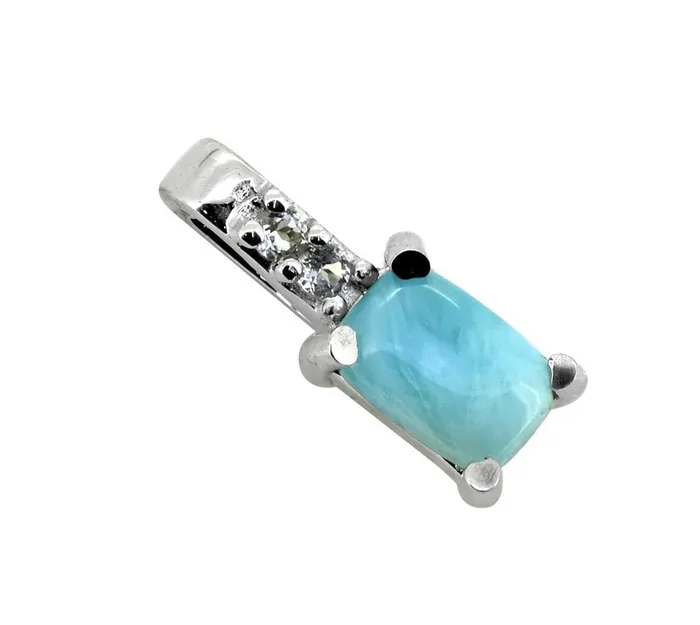 Necklaces YoTreasure 058 Ct Larimar White Zircon 925 Sterling Silver Chain Pendant Jewelry