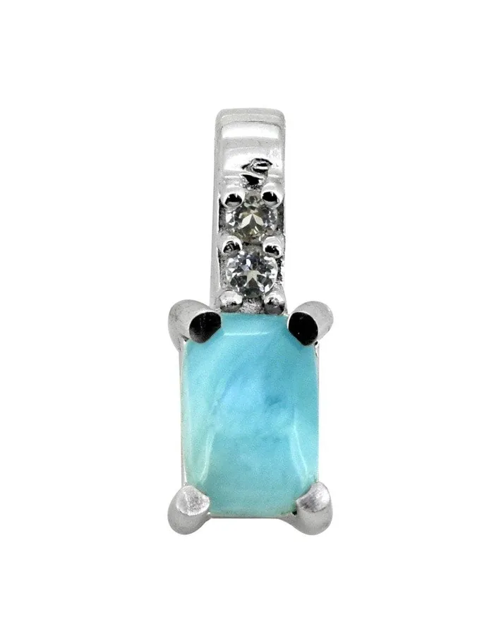 Necklaces YoTreasure 058 Ct Larimar White Zircon 925 Sterling Silver Chain Pendant Jewelry