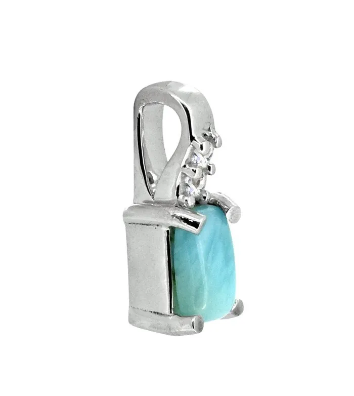 Necklaces YoTreasure 058 Ct Larimar White Zircon 925 Sterling Silver Chain Pendant Jewelry