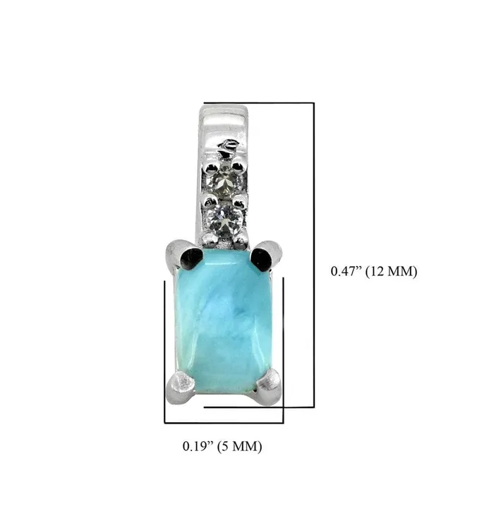 Necklaces YoTreasure 058 Ct Larimar White Zircon 925 Sterling Silver Chain Pendant Jewelry